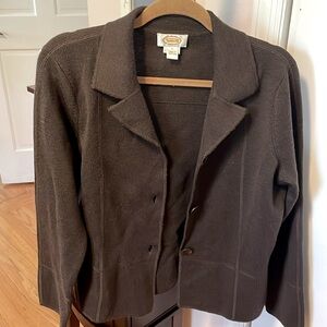 Talbots brown 100% Merino wool button down sweater